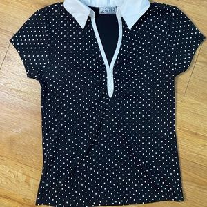 Black and white polka dot blouse